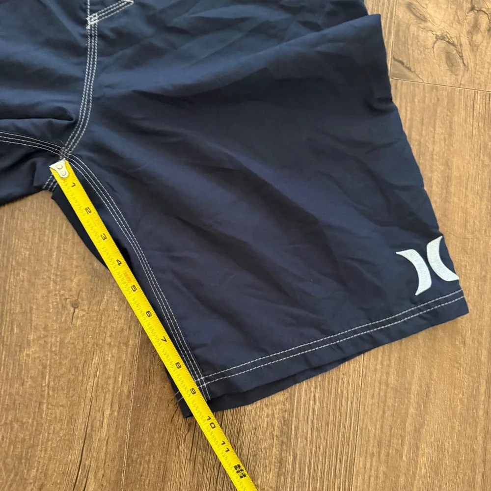 Hurley Board Shorts Mens 33 Navy Blue Contrast Stitch Cargo Pocket Surf Beach - Picture 9 of 12